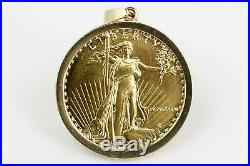 1986 $50 American Gold Eagle 1 oz Coin Pendant in 14k Yellow Gold Bezel
