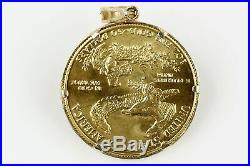 1986 $50 American Gold Eagle 1 oz Coin Pendant in 14k Yellow Gold Bezel
