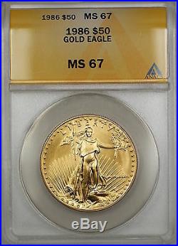 1986 $50 American Gold Eagle Coin AGE 1 Oz ANACS MS-67 GEM SB