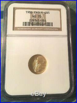 1986 $5 Gold American Eagle MS-70 NGC VERY VERY RARE