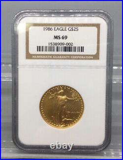 1986 Gold American Eagle $25 Coin NGC MS 69