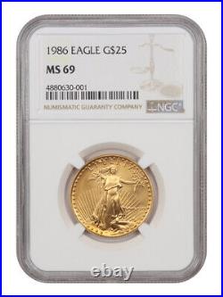 1986 Gold Eagle $25 NGC MS69 Beautiful 1/2 oz Gold American Gold Eagle AGE