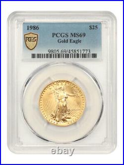 1986 Gold Eagle $25 PCGS MS69 1/2 oz. Gold American Gold Eagle AGE