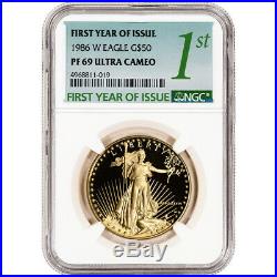 1986-W American Gold Eagle Proof 1 oz $50 NGC PF69 UCAM First Year Issue Label