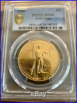 1986-W MCMLXXXVI $50 American Gold Eagle MS68 PCGS Gold Shield First Year