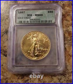 1987 1 oz Gold American Eagle ICG- MS-69- $50