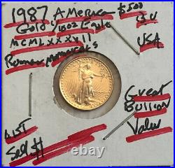 1987 $5 Dollar American gold Eagle 1/10 oz. 999 AGW-COIN-SELING BELOW LIST yy