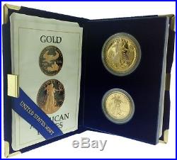 1987-P Proof Gold American Eagle 2 Coin Set With Box & COA