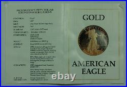 1987-W American Eagle Gold 1 Oz Proof Coin in Mint Box with COA