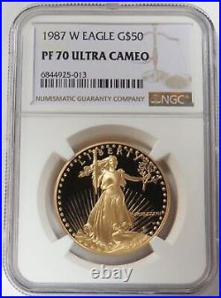 1987 W Gold $50 American Eagle 1 Oz Proof Coin Ngc Pf 70 Uc