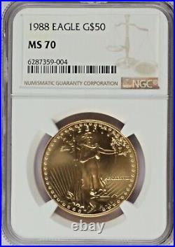 1988 Gold 1 Ounce Eagle $50.00 NGC MS70! 1 of only 112 graded