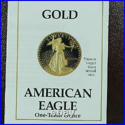 1988 P 1/10 Oz American Gold Eagle $5 Proof with Box and COA