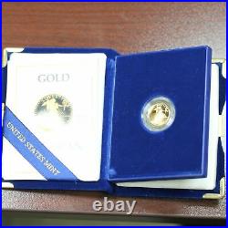 1988 P 1/10 Oz American Gold Eagle $5 Proof with Box and COA