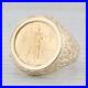 1989 1/10ozt 5 Dollar American Eagle Coin Ring 14k 22k Yellow Gold Signet Sz 10