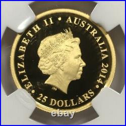 1989-2014-P Australia 1/4 oz Gold Kangaroo 25th Ann. $25 NGC PF70 Ultra Cameo FR