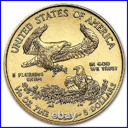 1989 American Eagle 1/10 Troy Oz Gold Coin $5 Dollars Liberty BU