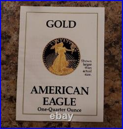 1989 American Eagle Gold Proof Coin in Case W Box 1/4 Ounce Gold Ten Dollar Coin