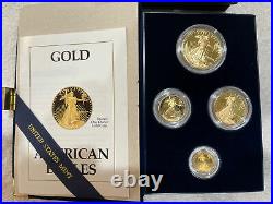 1989 GOLD PROOF American Eagle 4 Coin Set Box with COA NO RESERVE