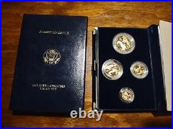 1989 US Mint American Gold Eagle 4 Coin Proof Set Bullion + Case + Box + COA