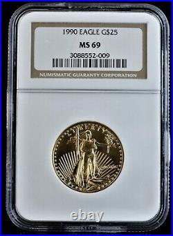 1990 1/2oz $25 Gold Eagle NGC MS69