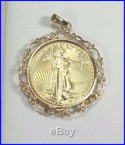 1990 1/4oz American Gold Eagle Coin in 18k Yellow Pendant