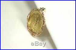 1990 1/4oz American Gold Eagle Coin in 18k Yellow Pendant