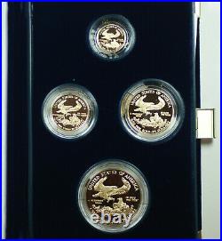 1990 American Eagle Gold Proof 4 Coin Set AGE in Box with COA Roman Numerals