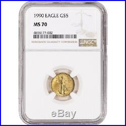 1990 American Gold Eagle 1/10 oz $5 NGC MS70