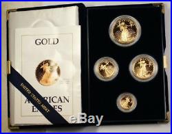 1990 American Gold Eagle Proof Set AGE 4 Coins Total $5, $10, $25, $50 With COA