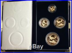 1990 American Gold Eagle Proof Set AGE 4 Coins Total $5, $10, $25, $50 With COA