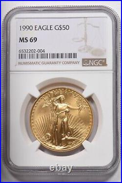 1990 Gold $50 American Eagle 1oz NGC MS69 NG1769