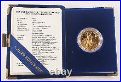 1990-P $25 1/2 Oz. Gold American Eagle Proof Coin with Original Box, Case, and CoA