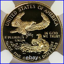 1990-P $5 Gold Proof 1/10 oz American Eagle NGC PF70 Ultra Cameo