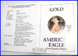 1990-p $10 American Eagle Gold Bullion Coin Proof-low Mint. 1/quarter Oz 22k