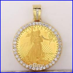 1991 1 oz Gold American Eagle BU (MCMXCI) & 2.80Ct Diamond Coin Pendant 48g