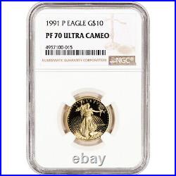 1991-P American Gold Eagle Proof 1/4 oz $10 NGC PF70 UCAM