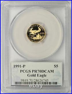 1991-P Gold American Eagle 1/10oz PCGS PR70DCAM Philip Diehl Signature Series
