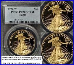 1992-W $50 PCGS PR70DCAM 1 OZ, GOLD American Eagle