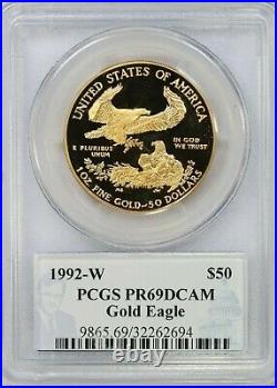 1992-W PCGS $50 Proof American Gold Eagle PR69DCAM Philip Diehl Signature Label