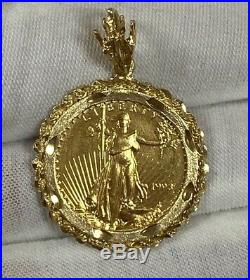 1993 1/4 oz American Eagle Gold Coin with 14k Gold Rope Chain Bezel