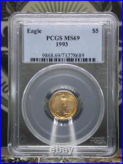 1993 $5 American GOLD Eagle 1/10th oz PCGS MS69 BU East Coast Coin & Collectable