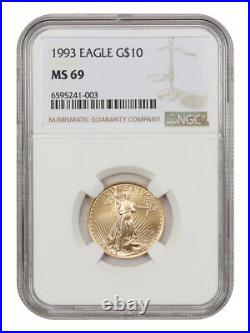 1993 Gold Eagle $10 NGC MS69 Better Date American Gold Eagle AGE