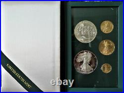 1993 PHILADELPHIA GOLD and SILVER AMERICAN EAGLE 5 COIN PROOF SET ORIGINAL BOX