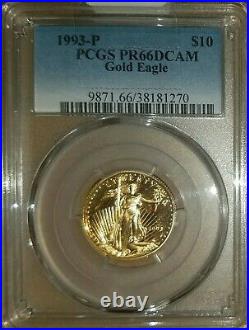 1993-P $ 10 1/4oz PCGS PR66 DCAM American Eagle Gold Bullion Coin