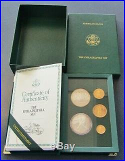 1993 P American Gold & Silver Eagle 5-Coin Philadelphia Proof Set WithBox & COA