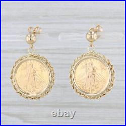 1994 Gold American Eagle Coin Earrings 14k 22k 1/10oz AGE Drops