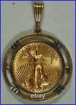 1995 $10 American eagle in 14K Custom Gold Coin Bezel WithLarge Bail 14.4grams