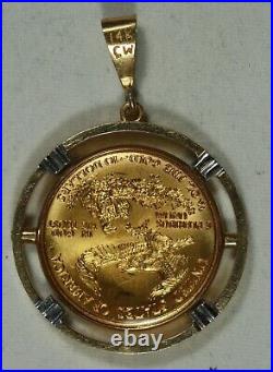 1995 $10 American eagle in 14K Custom Gold Coin Bezel WithLarge Bail 14.4grams