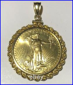 1995 $25 Pure Gold 1/2 Oz American Eagle Coin In A 14k Bezel Rope Pendant