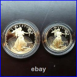 1995 American Gold & Silver Eagle Proof 1.85 oz Gold US 5 Coin Set Box & COA